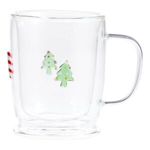 Clear Glass Mug with Festive Tree Design world market icon candy cane mug NWT